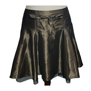 Bisou Bisou Y2K Metallic Bronze Mesh Tiered A-Line Skirt Women’s Plus Size 18